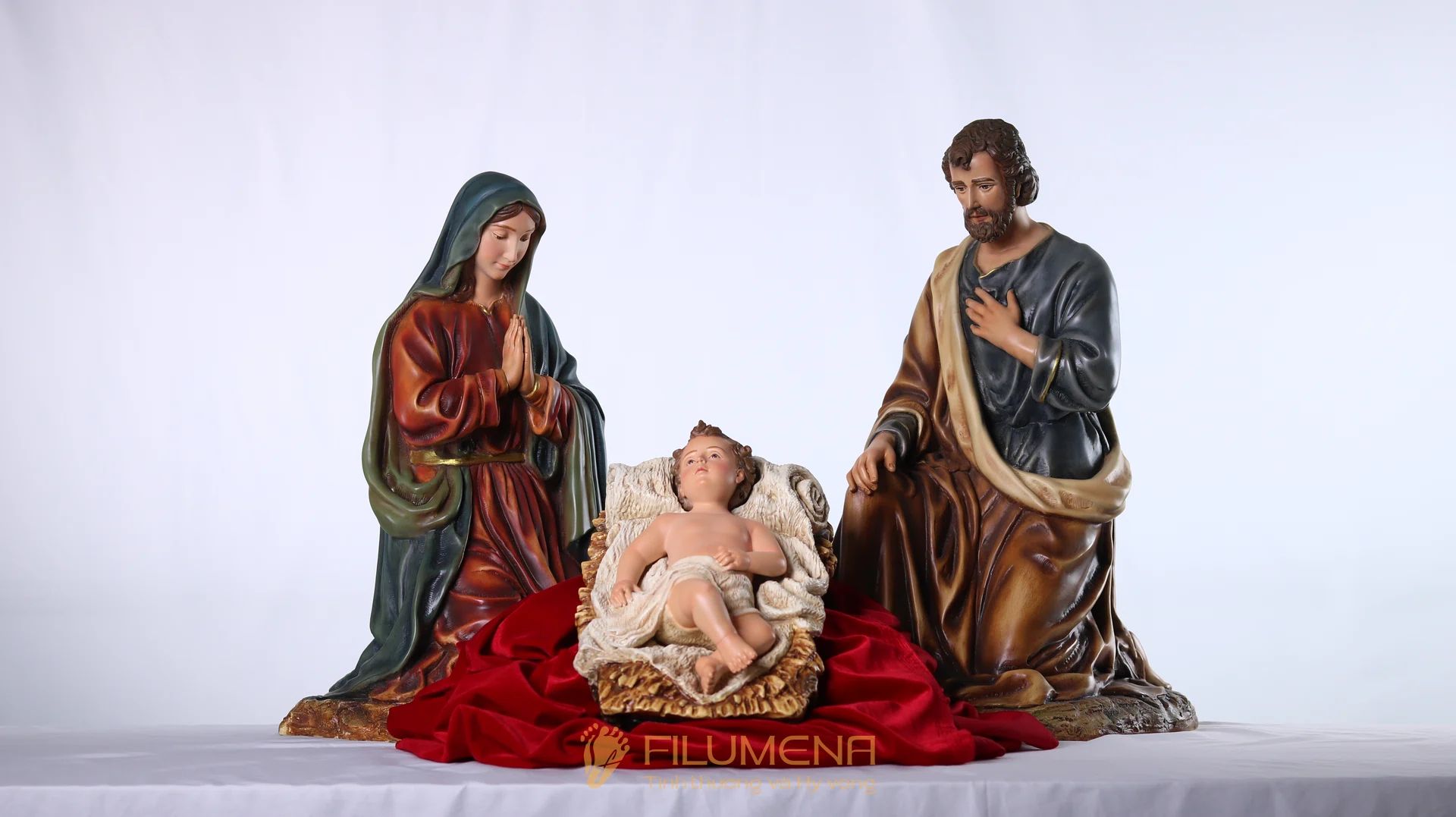 Bộ tượng Giáng sinh 50 cm 3 nhân vật tông màu trầm cổ điển