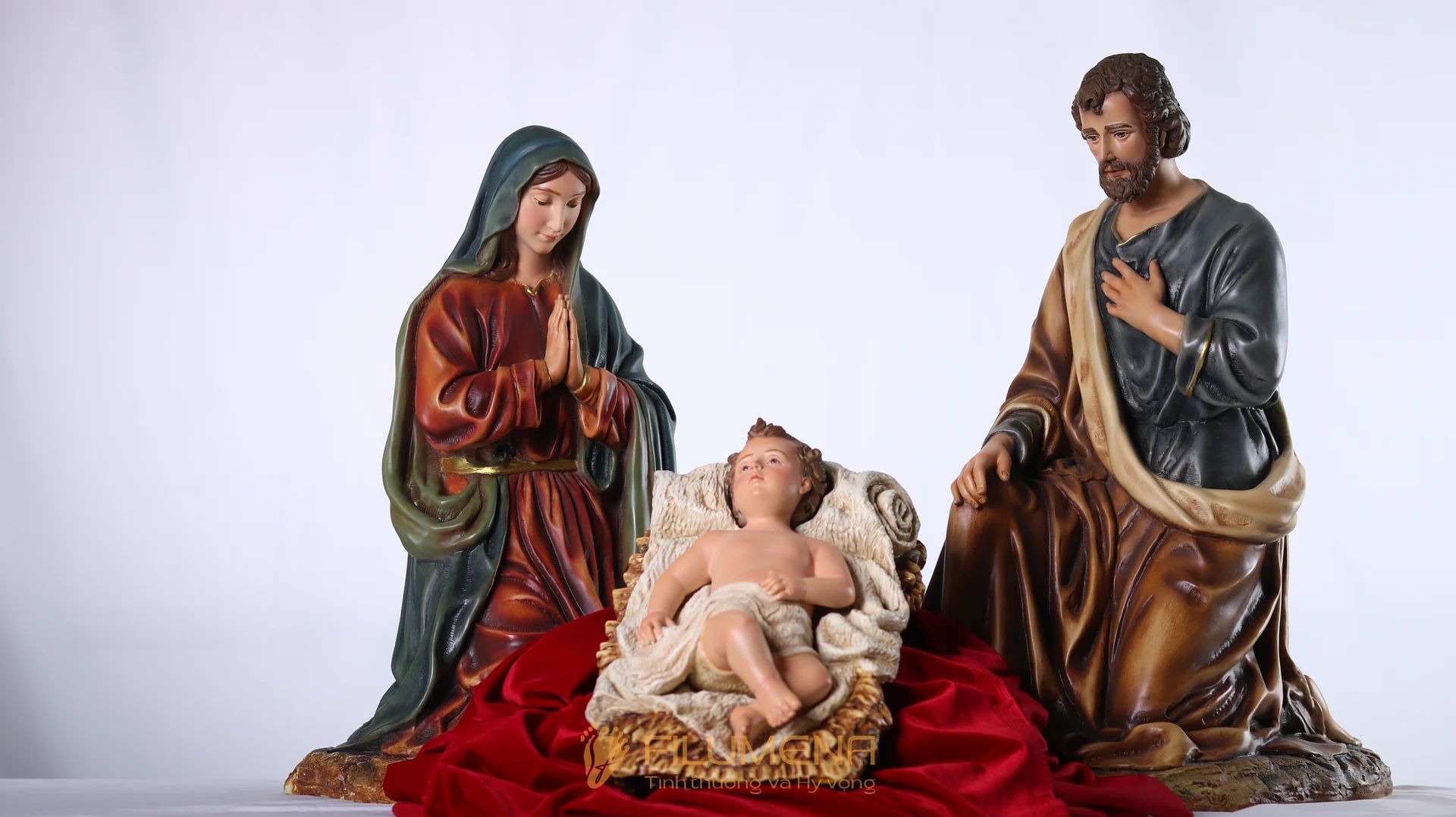 Bộ tượng Giáng sinh 50 cm 3 nhân vật tông màu trầm cổ điển