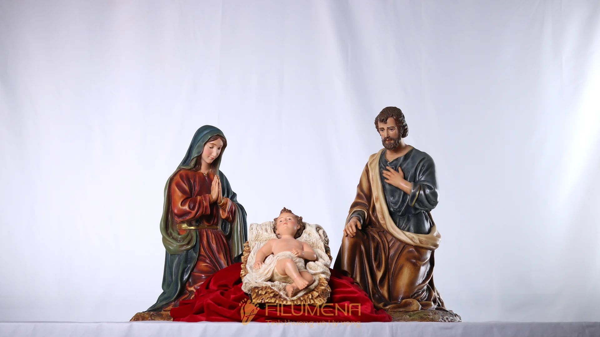 Bộ tượng Giáng sinh 50 cm 3 nhân vật tông màu trầm cổ điển