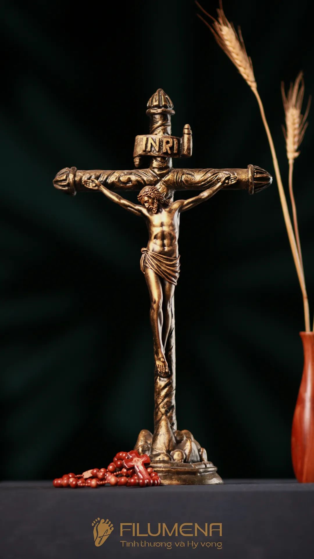 Tượng Chuộc tội để bàn màu đồng, tượng Chúa chịu nạn cao 20 cm, 30 cm