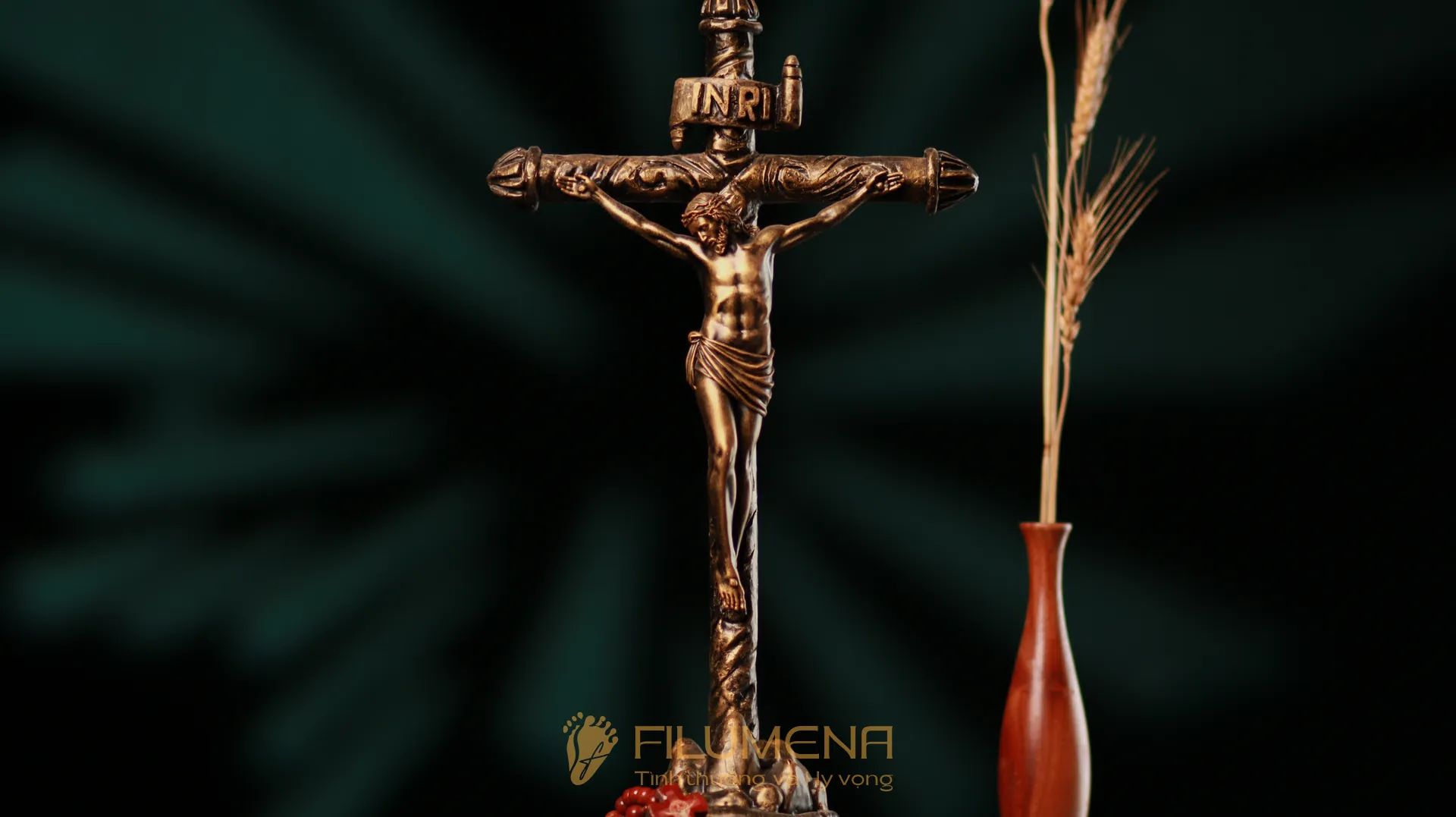 Tượng Chuộc tội để bàn màu đồng, tượng Chúa chịu nạn cao 20 cm, 30 cm