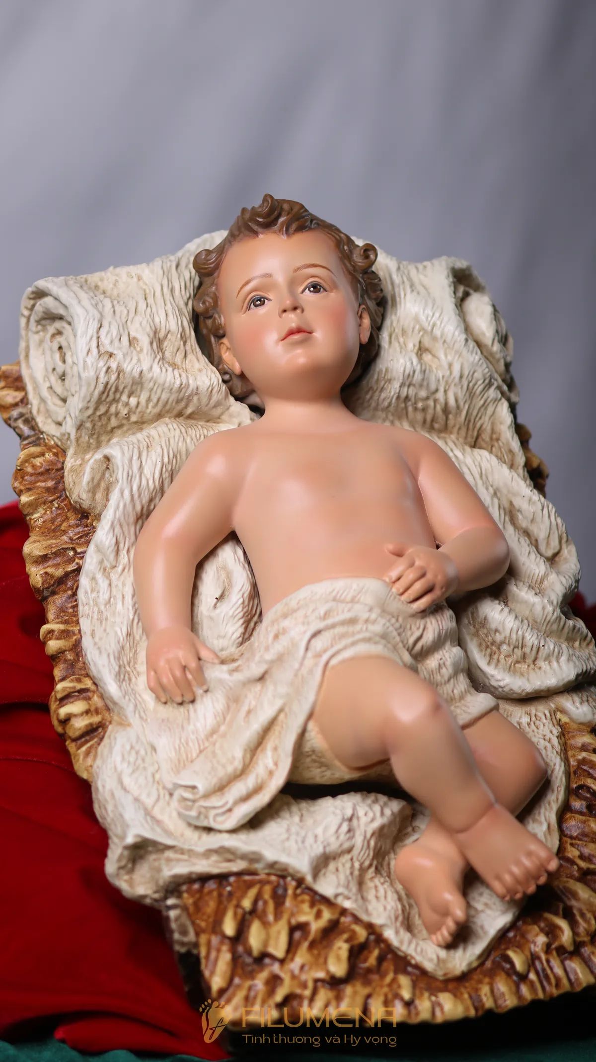 Bộ tượng Giáng sinh 50 cm 5 nhân vật tông màu sáng cổ điển