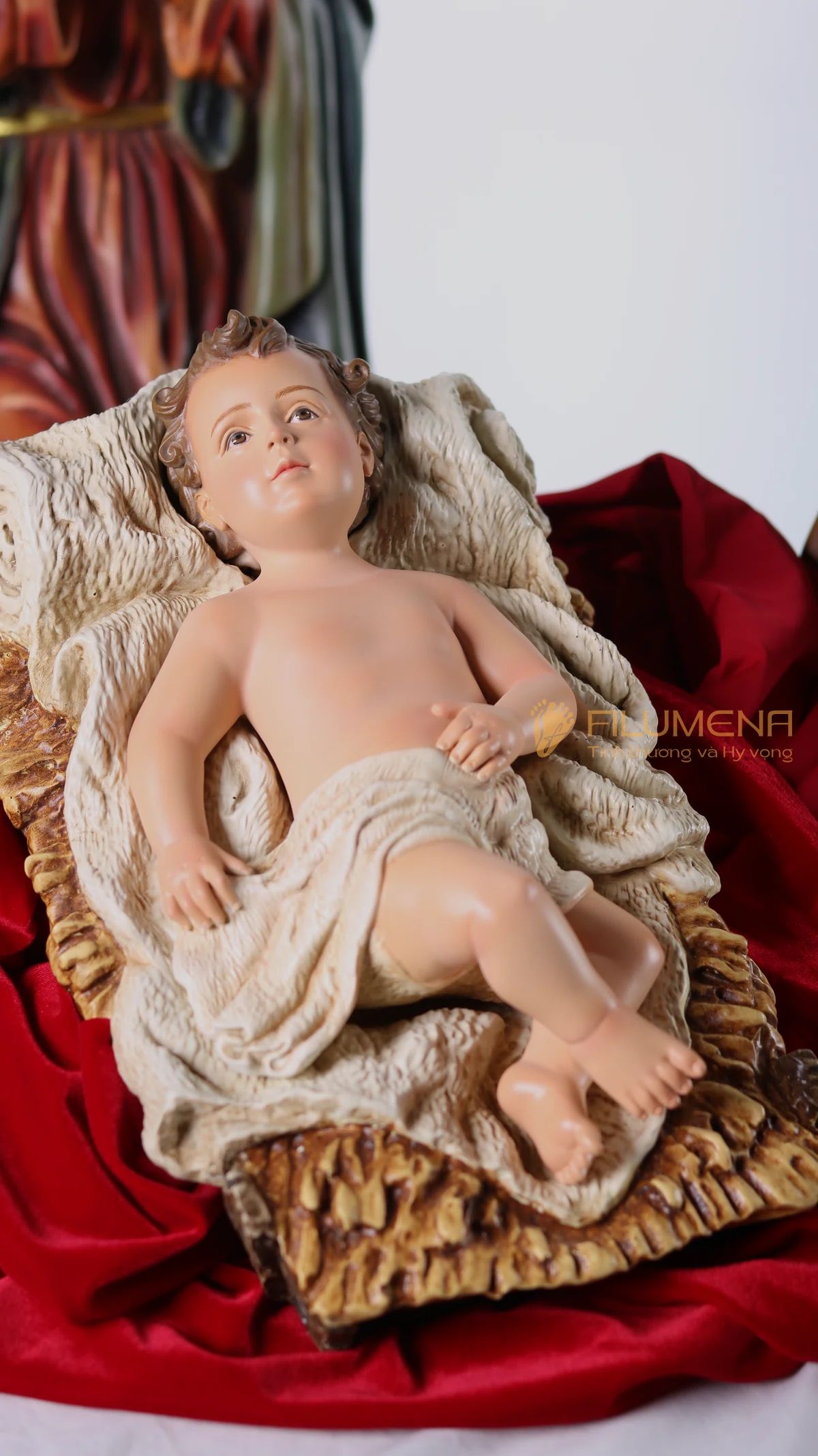 Bộ tượng Giáng sinh 50 cm 5 nhân vật tông màu sáng cổ điển