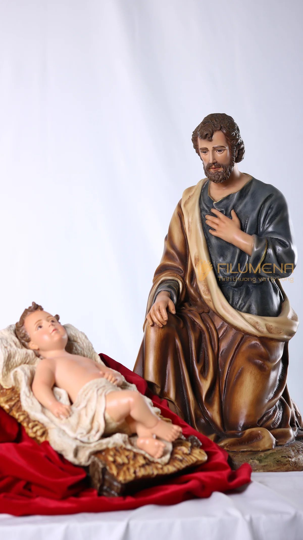 Bộ tượng Giáng sinh 50 cm 3 nhân vật tông màu trầm cổ điển