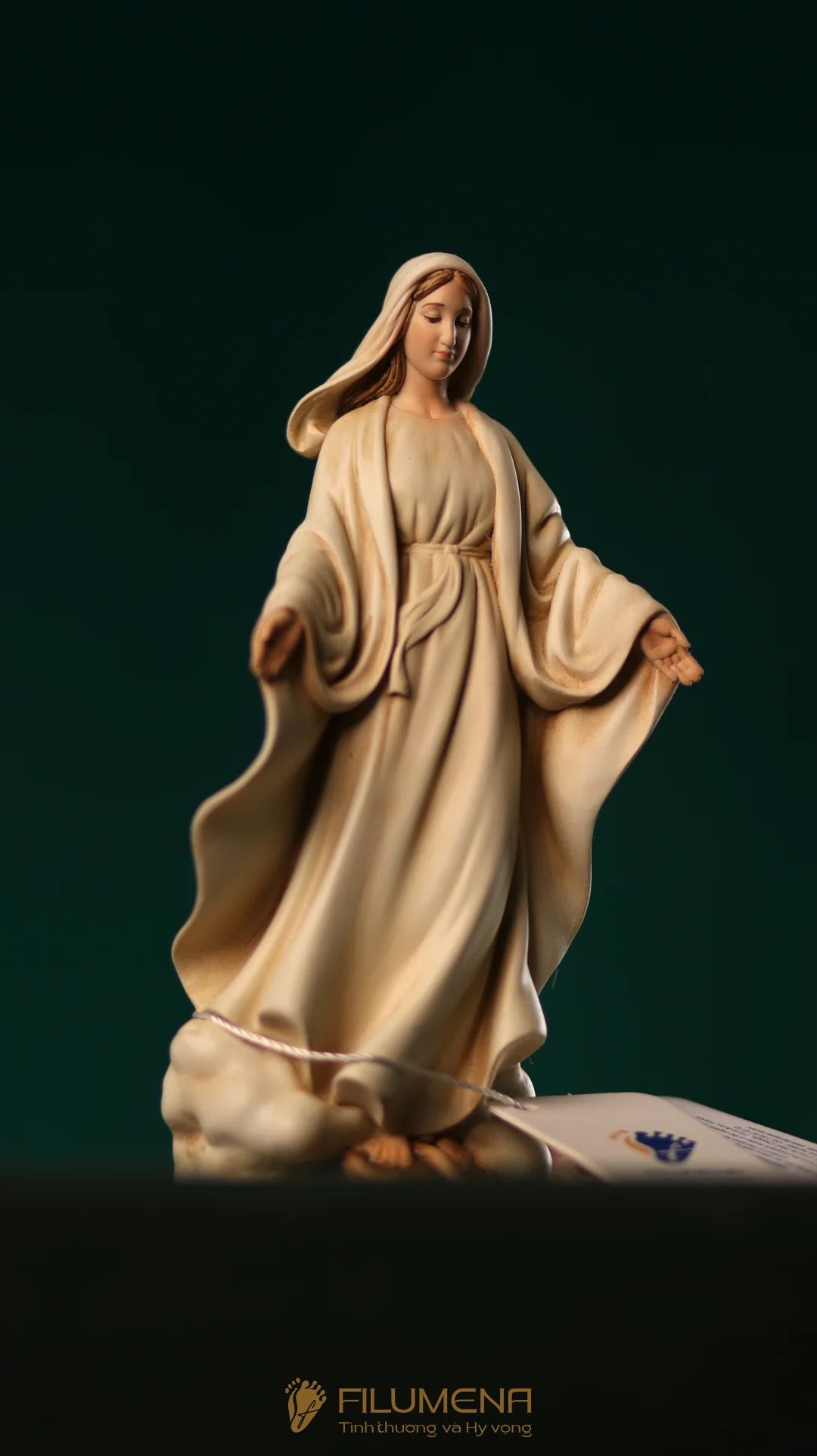 Tượng Đức Mẹ Ban Ơn cao 15 cm, 20 cm màu trắng M3