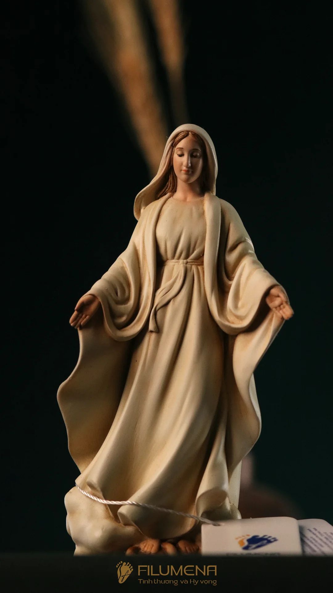 Tượng Đức Mẹ Ban Ơn cao 15 cm, 20 cm màu trắng M3