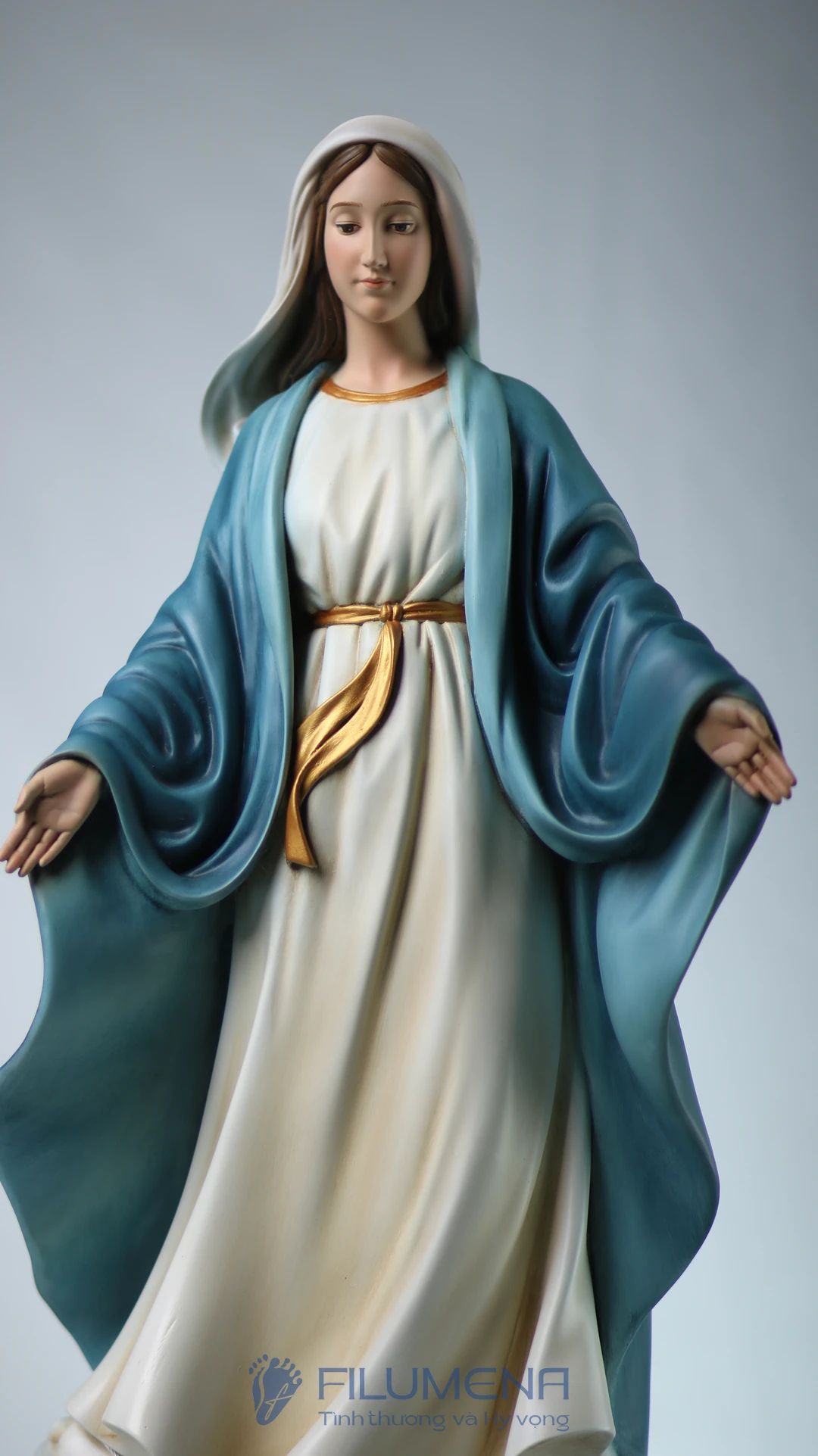 Tượng Đức Mẹ Ban Ơn cao 50 cm, 60 cm màu xanh nước biển