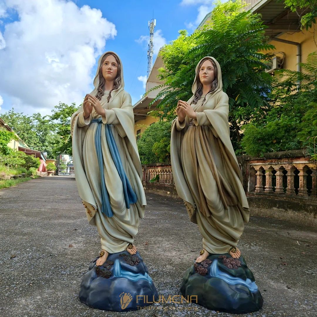 Tượng Đức Mẹ Lộ Đức cao 110 cm màu trắng