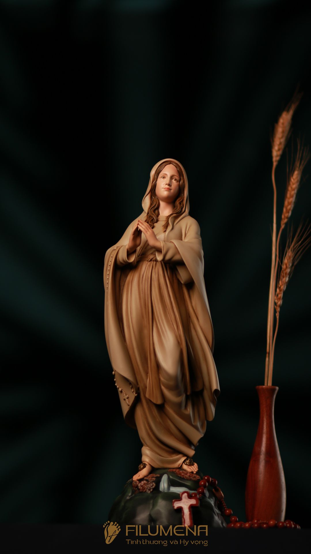 Tượng Đức Mẹ Lộ Đức cao 30 cm, 40 cm vẽ màu thủ công mã M2