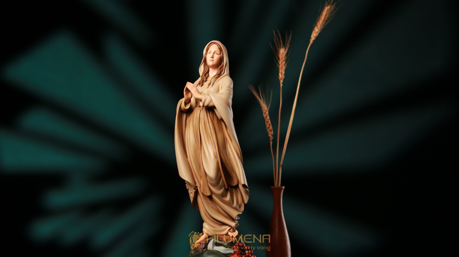 Tượng Đức Mẹ Lộ Đức cao 30 cm, 40 cm vẽ màu thủ công mã M2