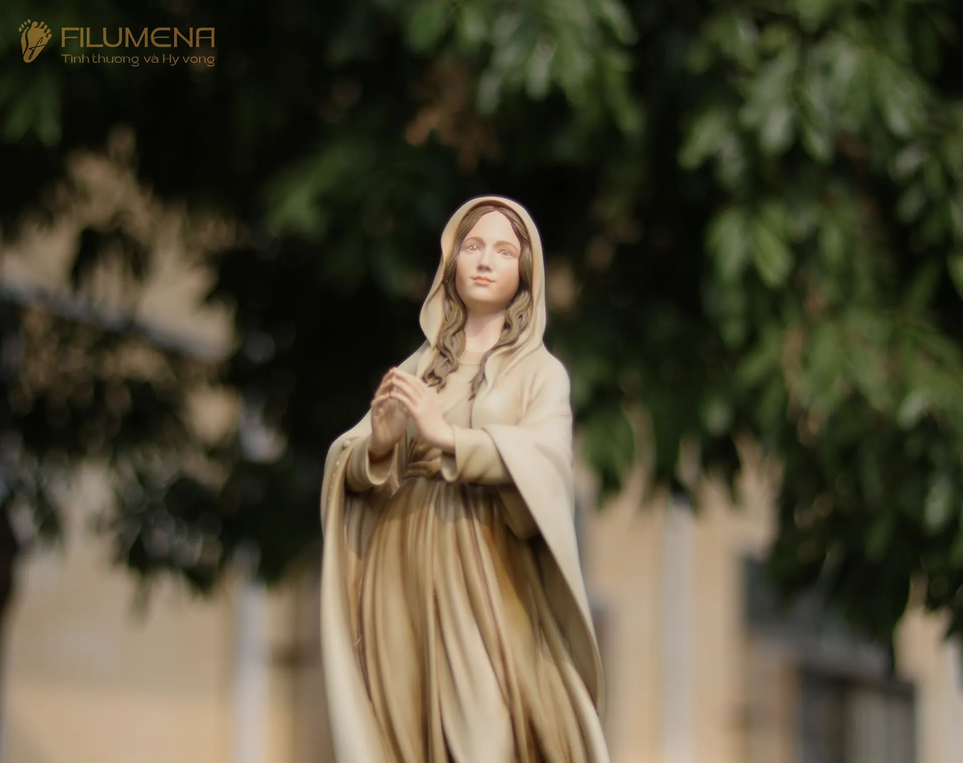 Tượng Đức Mẹ Lộ Đức cao 60 cm vẽ màu thủ công mã M2