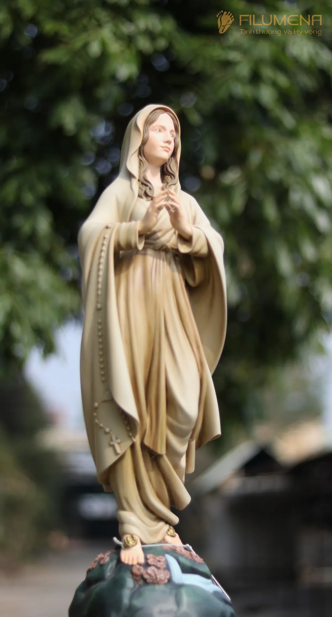 Tượng Đức Mẹ Lộ Đức cao 60 cm vẽ màu thủ công mã M2