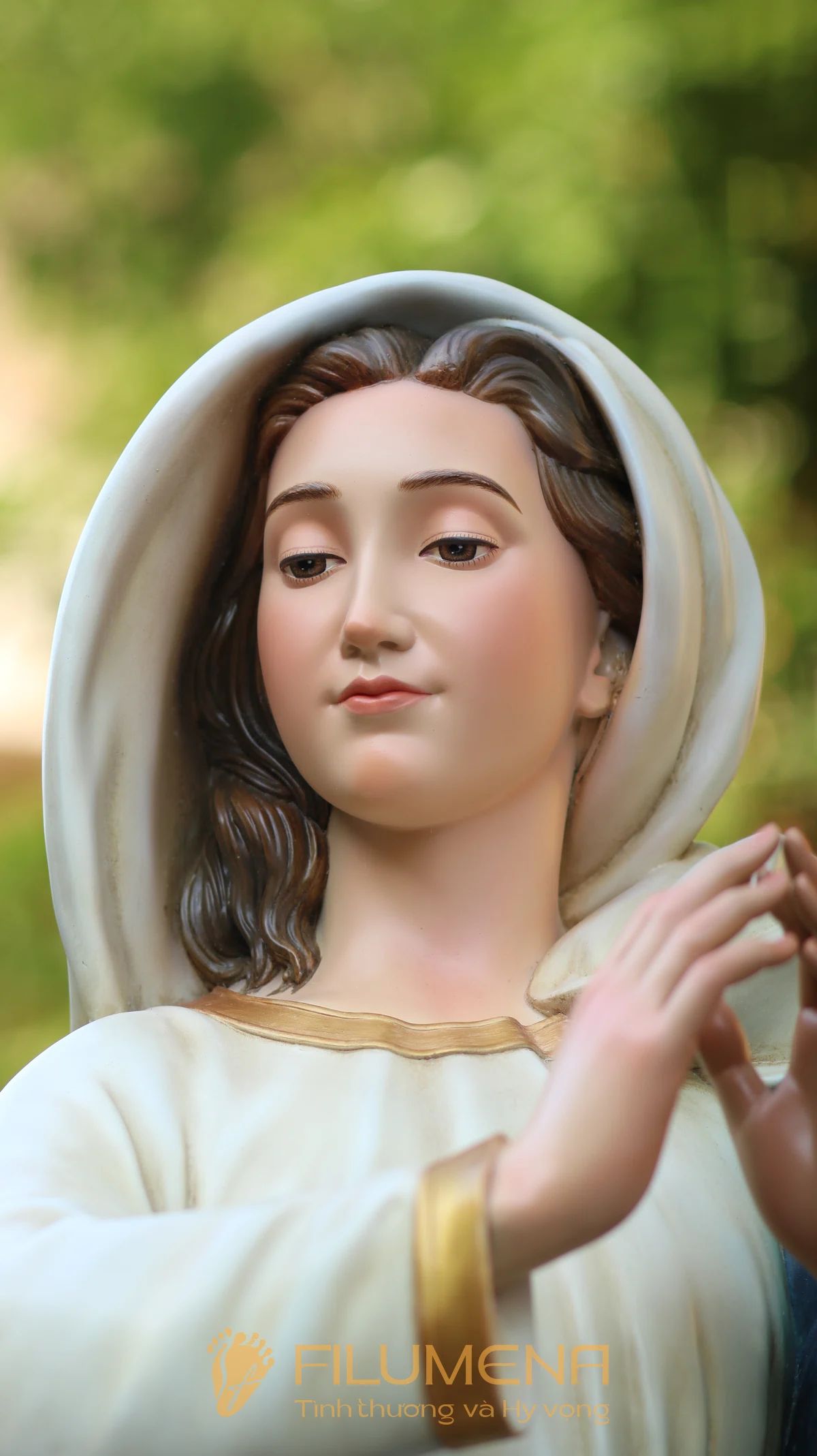 Tượng Đức Mẹ Vô Nhiễm Nguyên Tội cao 120 cm màu xanh trắng