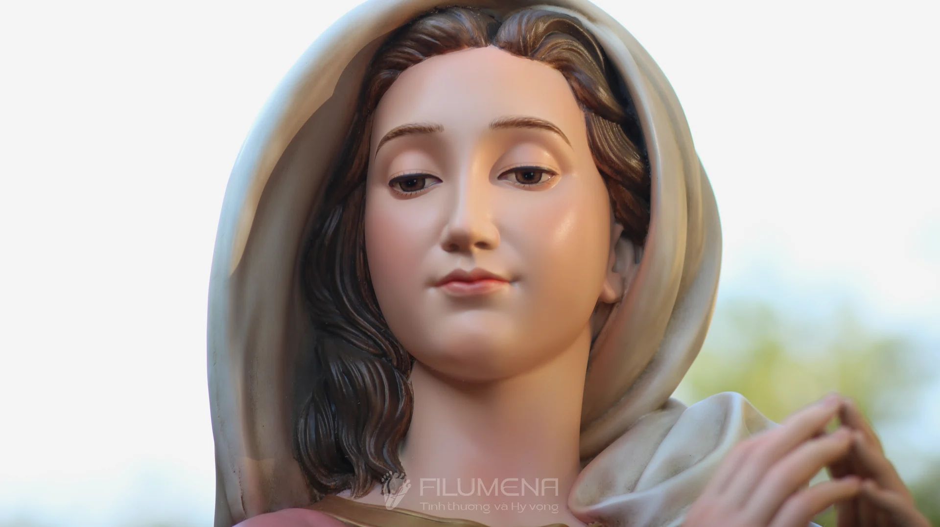 Tượng Đức Mẹ Vô Nhiễm Nguyên Tội cao 120 cm màu trầm truyền thống