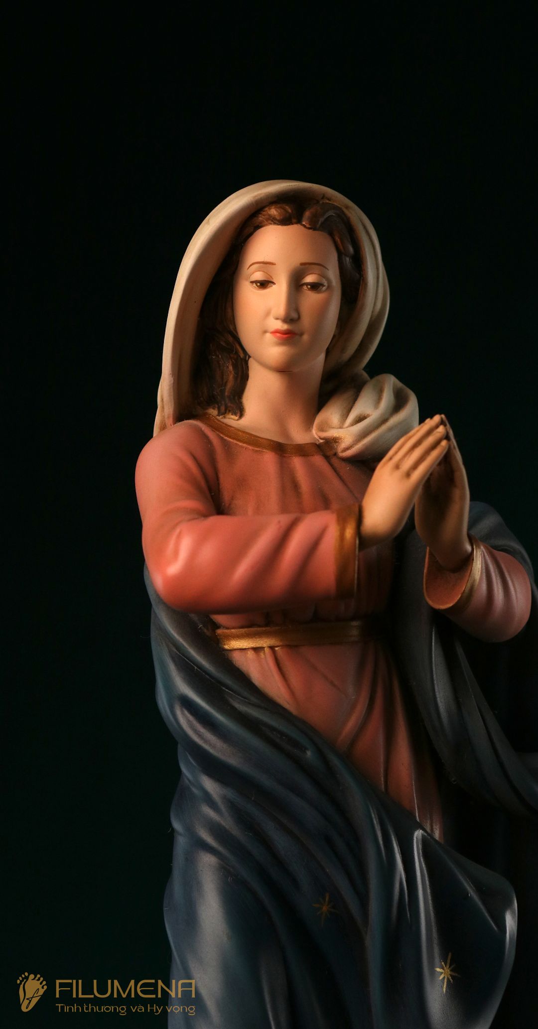 Tượng Đức Mẹ Vô Nhiễm Nguyên Tội cao 40 cm mã màu M2 chất liệu bột đá