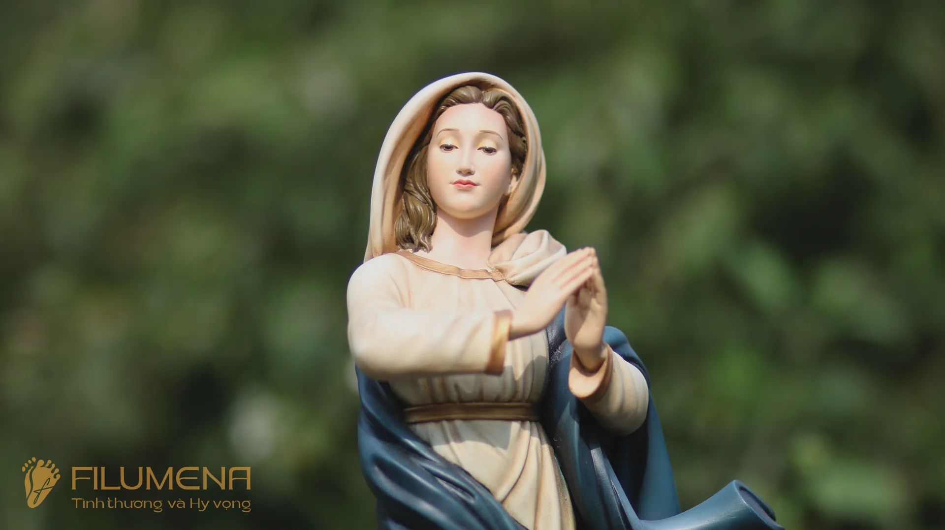 Tượng Đức Mẹ Vô Nhiễm Nguyên Tội cao 50 cm mã màu M1 bằng bột đá