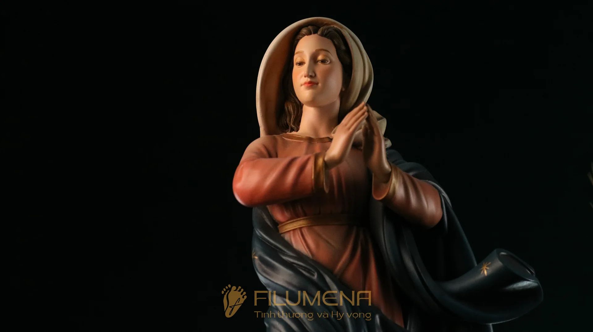 Tượng Đức Mẹ Vô Nhiễm Nguyên Tội cao 50 cm mã màu M2 bằng bột đá