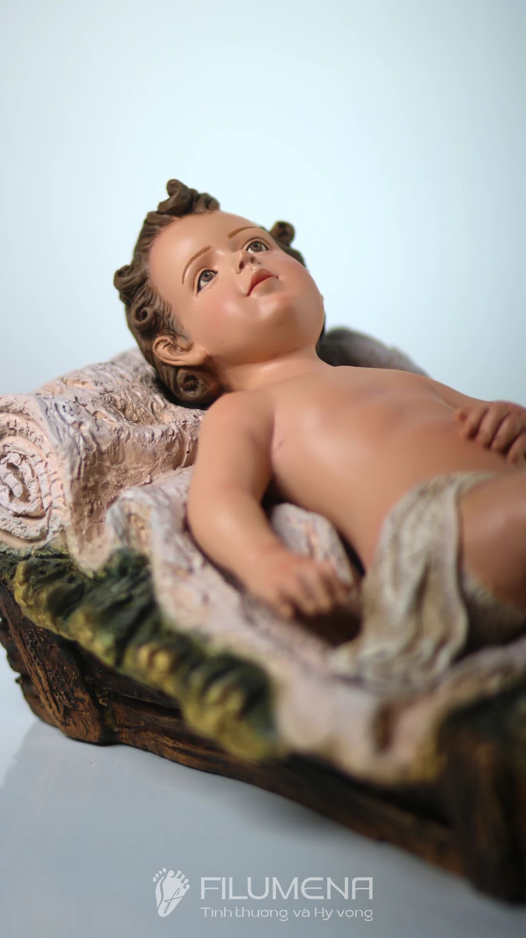 Bộ tượng Giáng sinh 50 cm 5 nhân vật tông màu sáng cổ điển