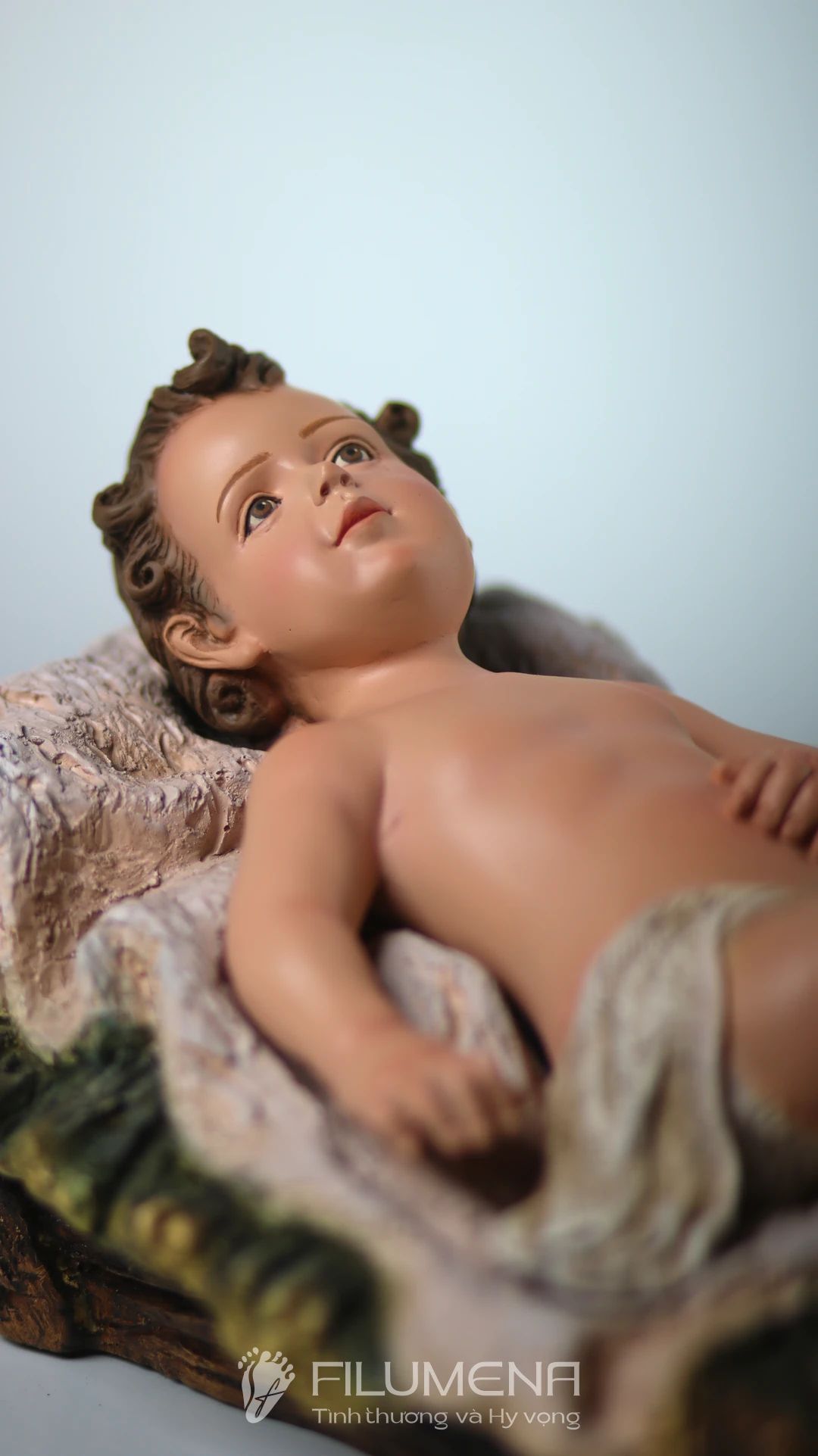 Bộ tượng Giáng sinh 50 cm 5 nhân vật tông màu sáng cổ điển