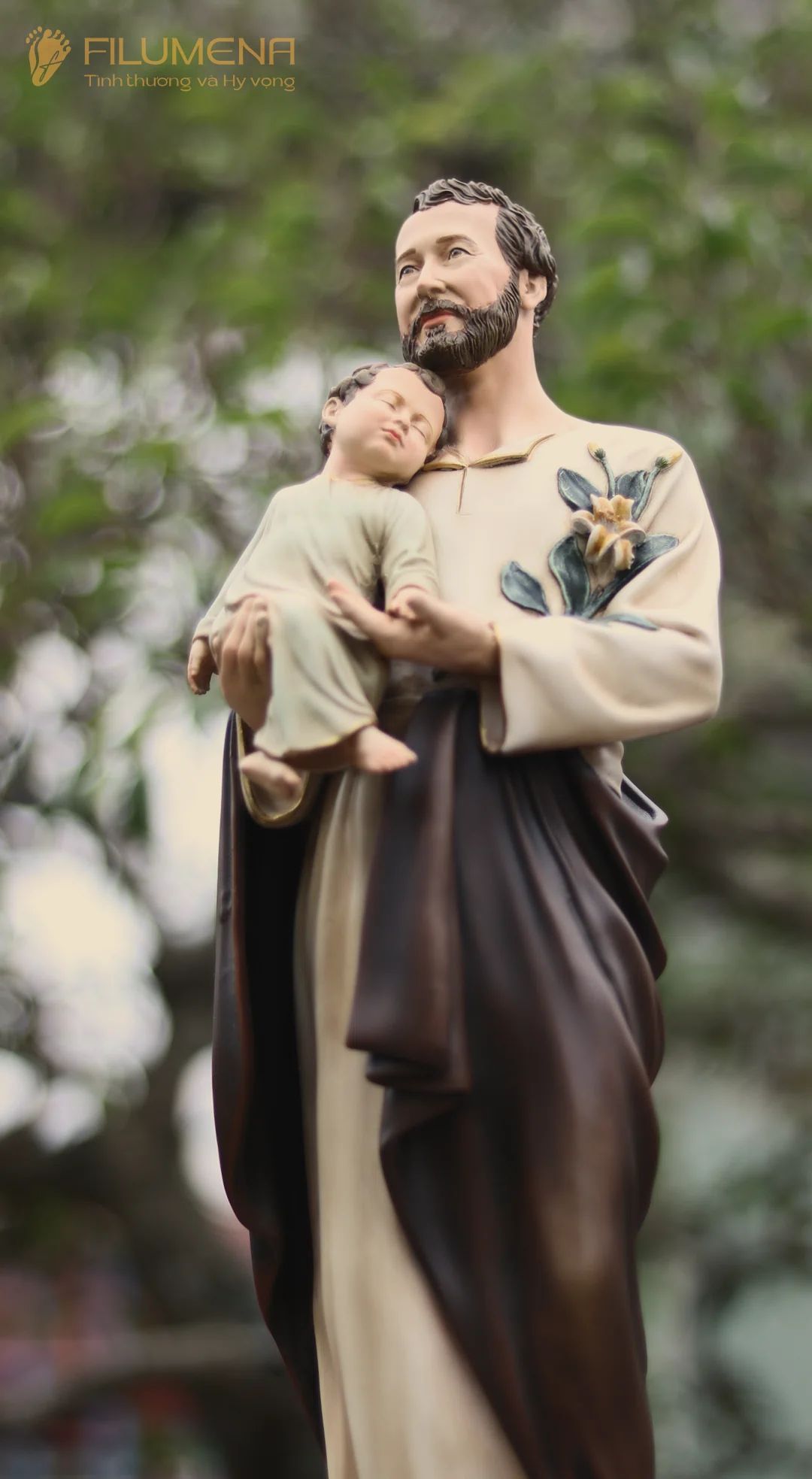 Tượng Thánh Giu-se bế Chúa cao 50 cm màu M1