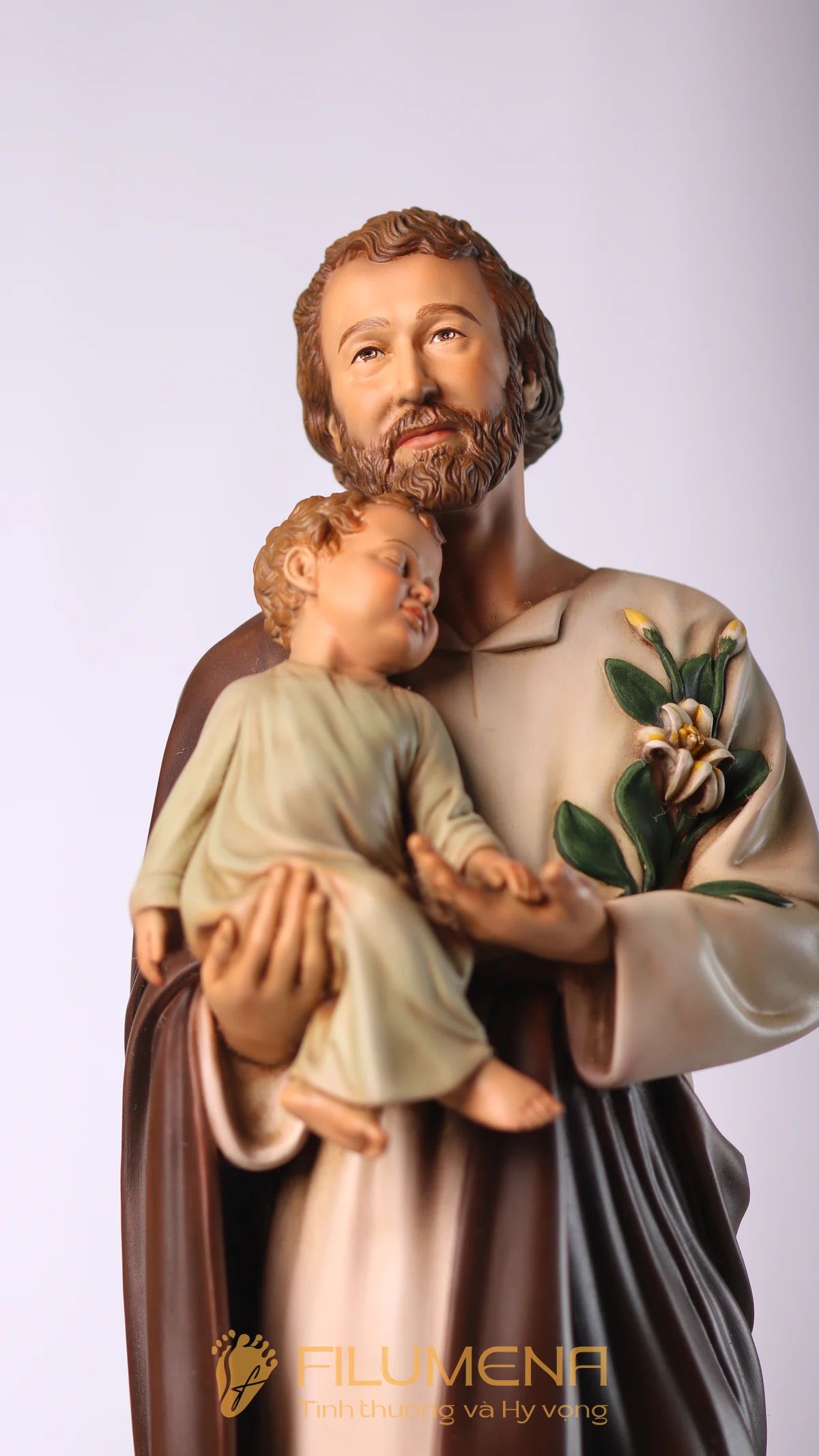 Tượng Thánh Giu-se bế Chúa cao 40 cm màu M1