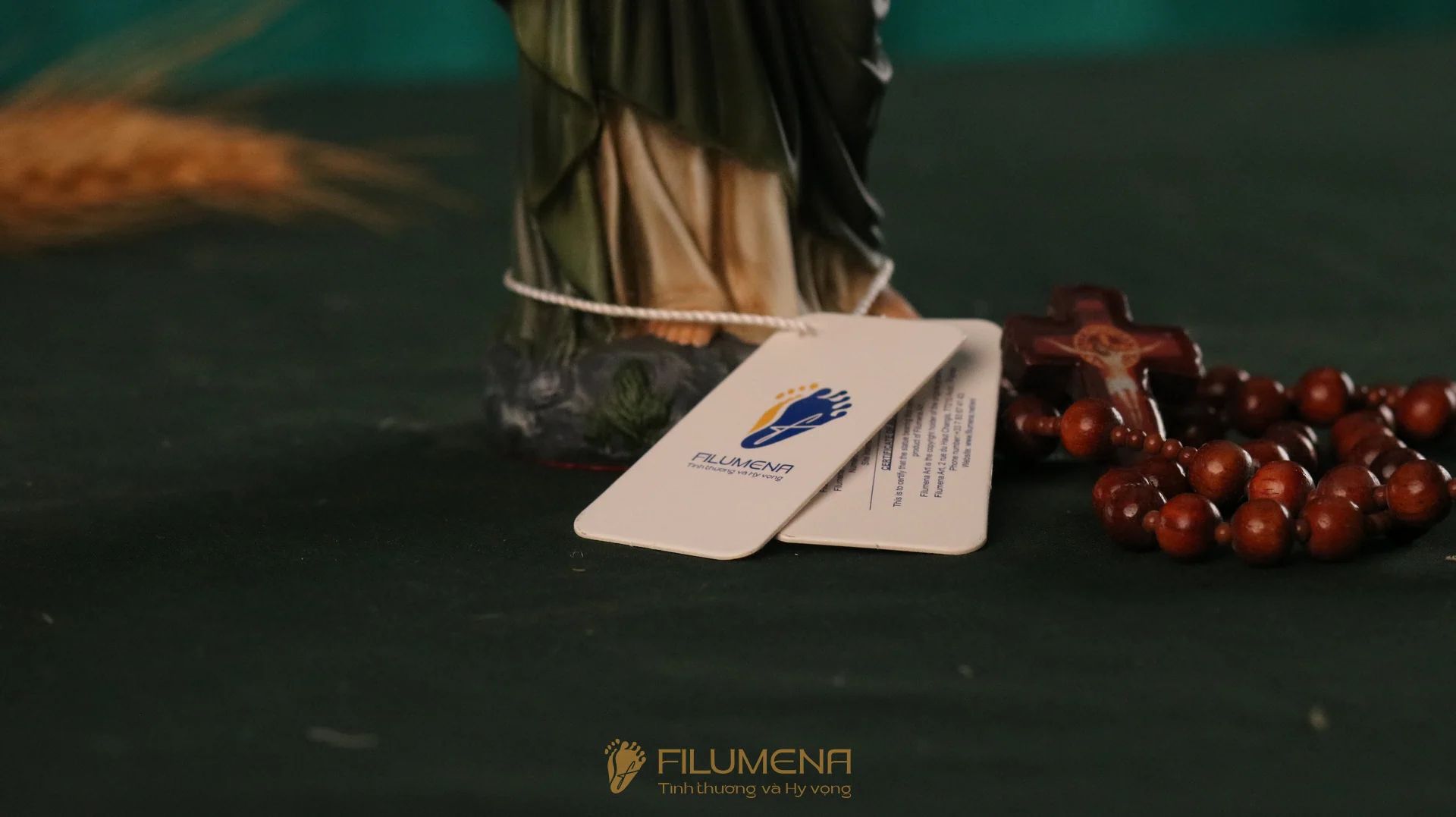 Tượng Thánh Giuse Thợ 15 cm, 20 cm màu xanh ô-liu M2